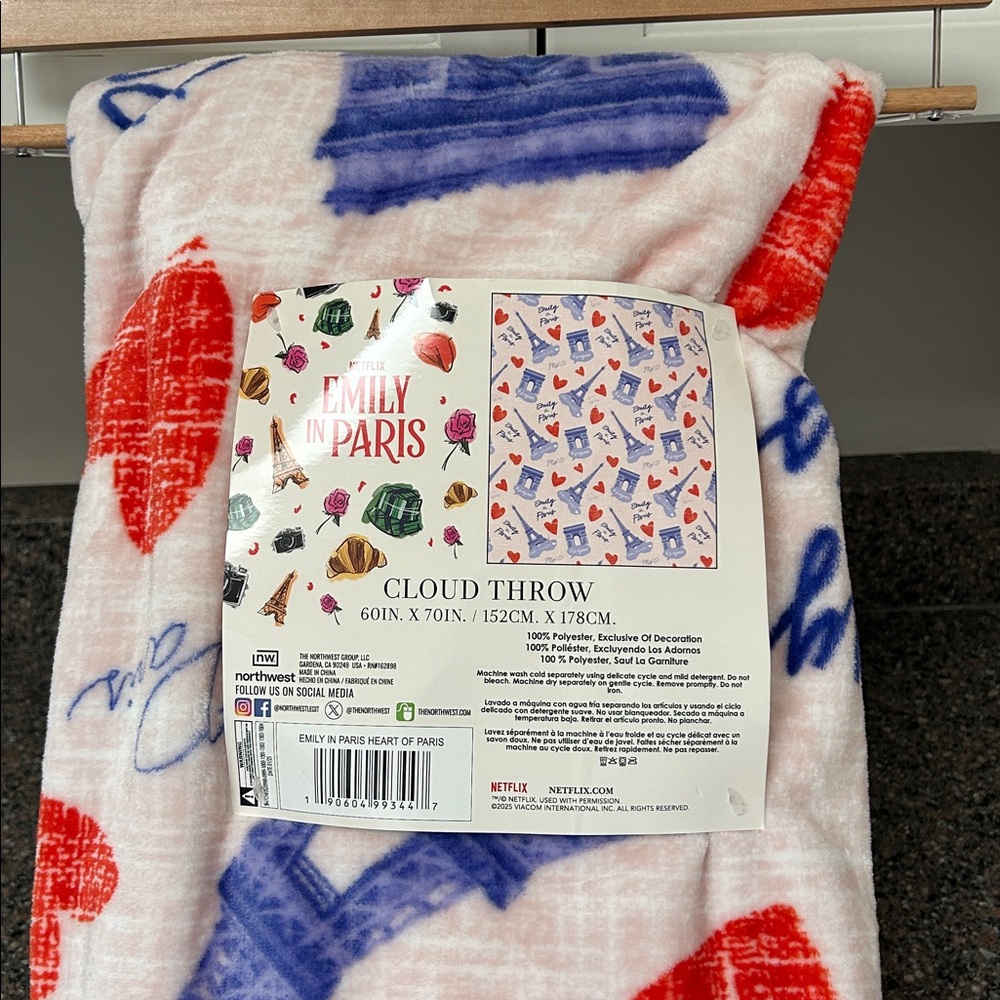 Emily in Paris Red and Blue Cloud Throw Blanket